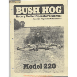 Bush Hog 220 July Operator Manual 1976