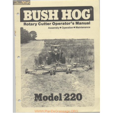 Bush Hog 220 July Operator Manual 1976