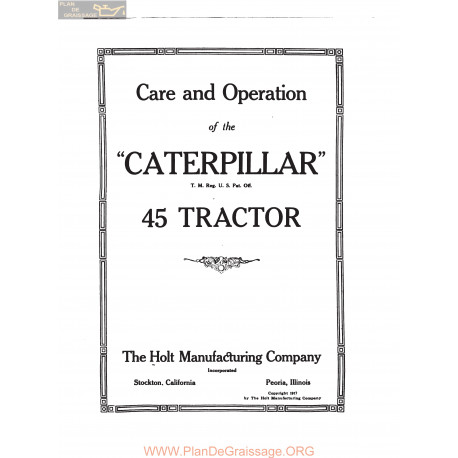 Caterpillar 45 Tractor Care And Operation 1917