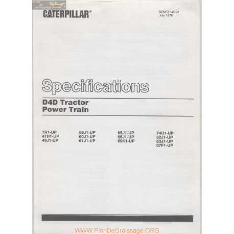 Caterpillar D4d Specifications Power Train 1976 Senr7148 02