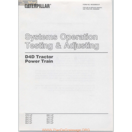 Caterpillar D4d Testing Adjusting Power Train February