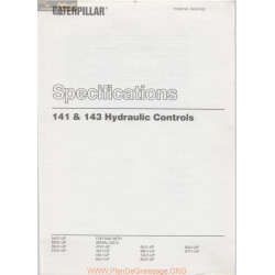 Caterpillar Specifications Models 141 143 Hydraulic Controls May