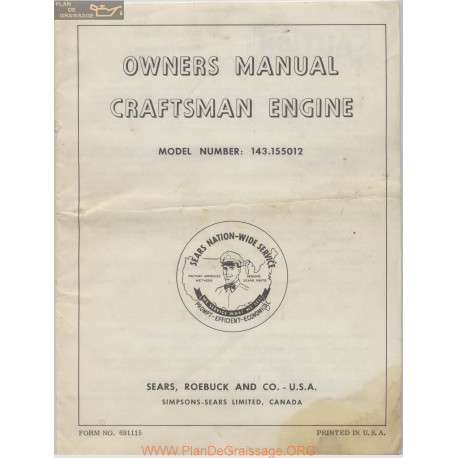 Craftsman Engine 691115 Owners Manual