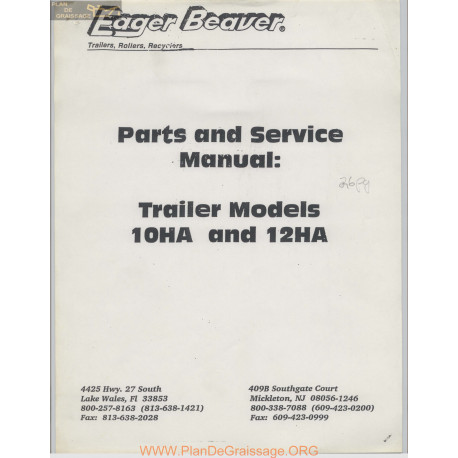 Eager Beaver Trailer Models 10ha 12ha Parts And Service Manual