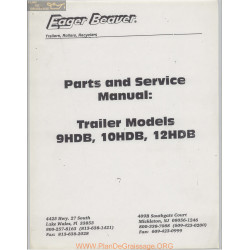 Eager Beaver Trailer Models 9hdb 10hdb 12hdb Part And Service Manual