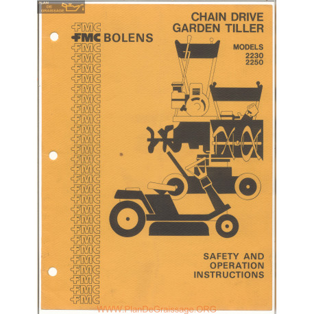 Fmc Bolens Models 2230 And 2250 Chain Drive Garden Tiller Safety And Operation Instructions