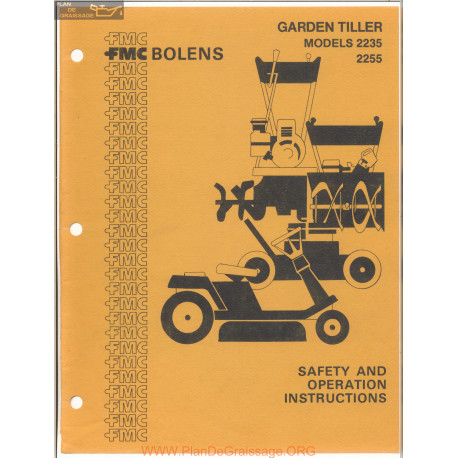 Fmc Bolens Models 2235 And 2255 Garden Tiller Safety And Operating Instructions