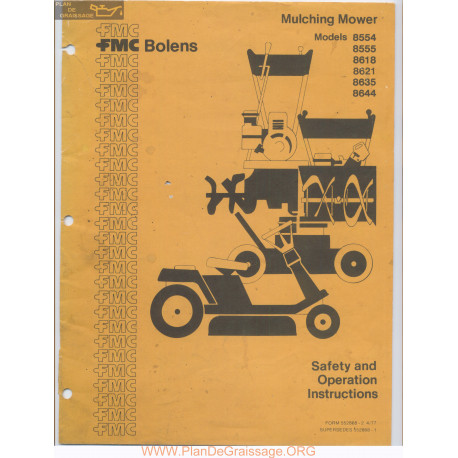 Fmc Bolens Models 8554 8555 8618 8621 8635 And 8644 Mulching Mower Safety And Operating Instructions