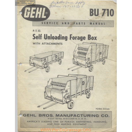 Gehl Bu710 Self Loading Forage Box 2234a May