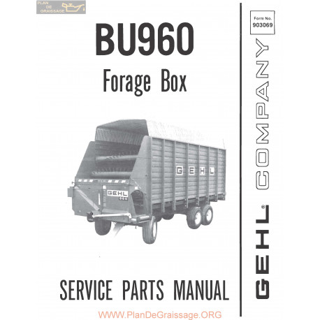 Gehl Bu960 Forage Box Service Parts Manual