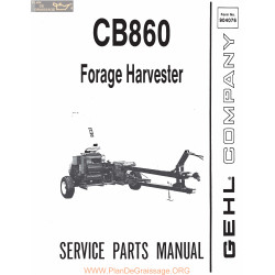 Gehl Cb860 Forage Harvester Service Parts Manual