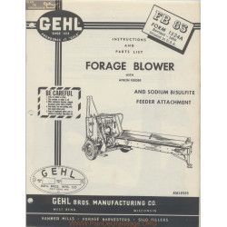 Gehl Fb83 Forage Blower Service Parts Manual