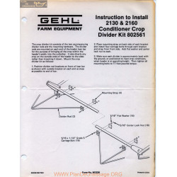 Gehl Installation 2130 2160 Service Parts Manual