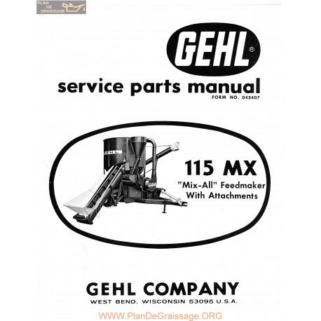 Gehl Model 115 Mx Mix All 045407 1969