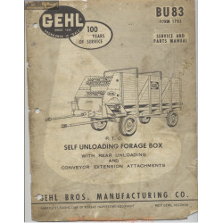 Gehl Model Bu 83 Self Unloading Forager Box Service And Parts Manual Form 1783