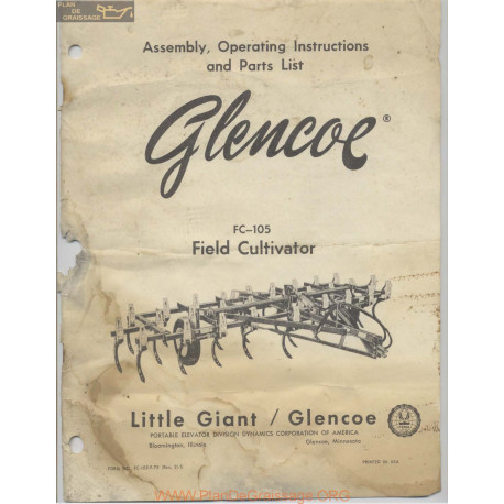 Glencoe Fc 105 Field Cultivator Assembly Operating Instructions And Parts List