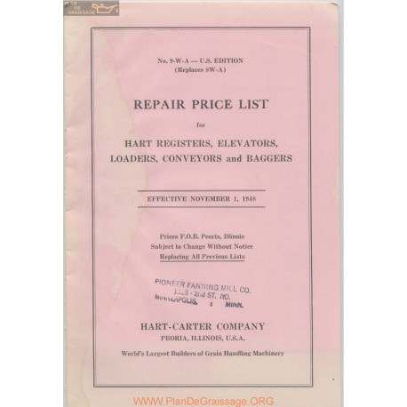Hart Carter H 881 1 November Repair Price List 1948