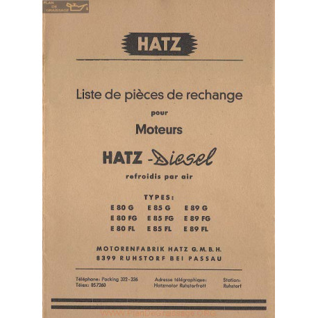 Hatz 80 85 89 G Fg Fl Liste Pieces Diesel