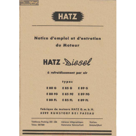 Hatz 80 85 89 G Fg Fl Notice Emploi Entretien