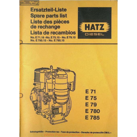 Hatz E 71 75 79 780 785 Spare Parts List Diesel