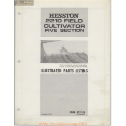 Hesston 2210 Field Cultivator Five Section Parts Listing R