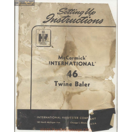 International Ihc 46 Twine Baler Setting Up Instructions