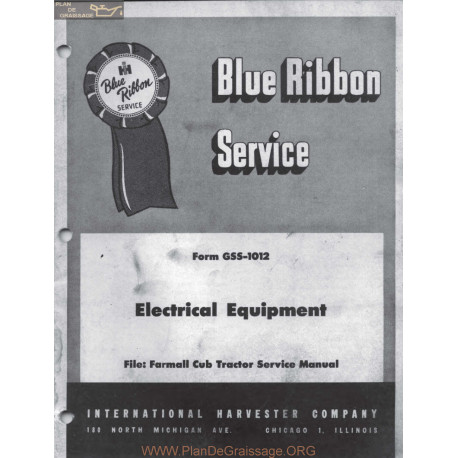 International Ihc Farmall Gss 1012 Electrical Equipment Service Manual