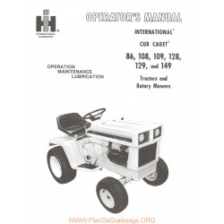 International Ihc Models 86 108 109 128 129 And 149 Tractors And Rotary Mowers Operation Maintenance Lubrication