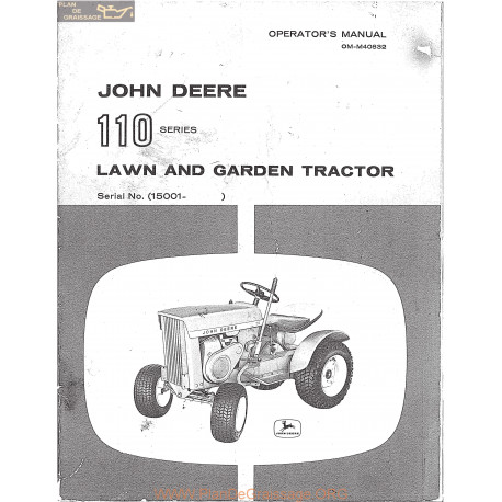 John Deere 110 Lawn And Garden Tractors Operators Manual Om M40832