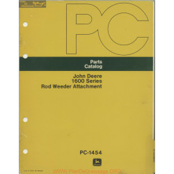 John Deere 1600 Rod Weeder Attachment Parts Catalog Pc 1454