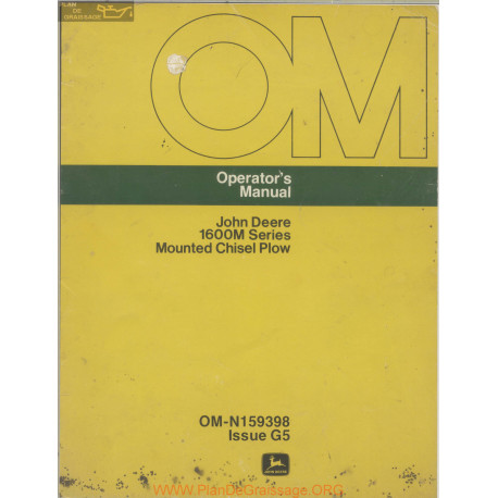 John Deere 1600m Mounted Chisel Plow Operator Manual Om N159398 G5