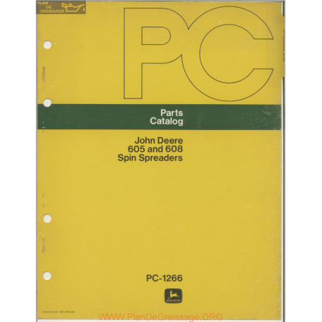 John Deere 605 608  Spin Spreaders Parts Catalog Pc 1266