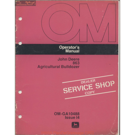 John Deere 863 Agricultural Bulldozer Operator Manual Service Shop