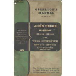 John Deere Hd 224 336 Harrow Operator Manual 1951 Om F4 151