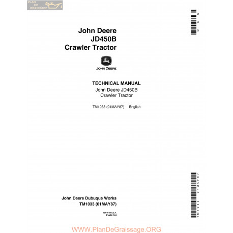 John Deere Jd450b Crawler Tractor Technical Manual 1987 Tm1033
