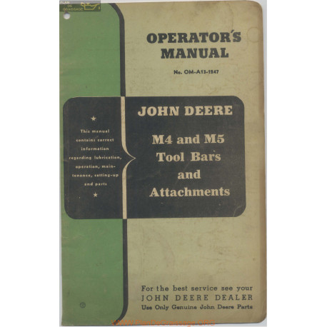 John Deere M4 And M5 Tool Bars And Attachments 1958 Om A13 1247
