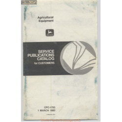 John Deere Service Publications Catalog Agricultural Aquipement 1983 Cpc 1703