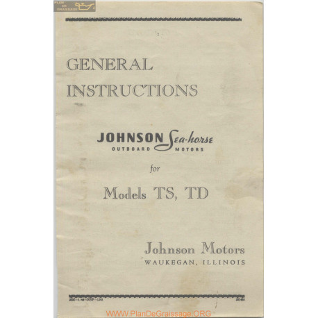 Johnson Seahorse Models Ts Td General Instruction