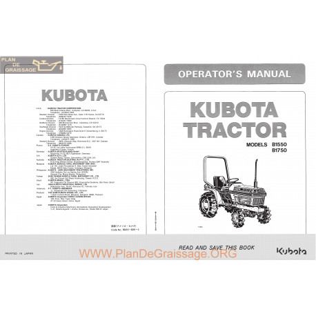 Kutota B1550 B1750 66416 62913 Manual