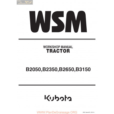 Kutota B2050 B2350 B2650 B3150 Wsm Manual