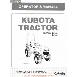 Kutota B2301 B2601 Manual