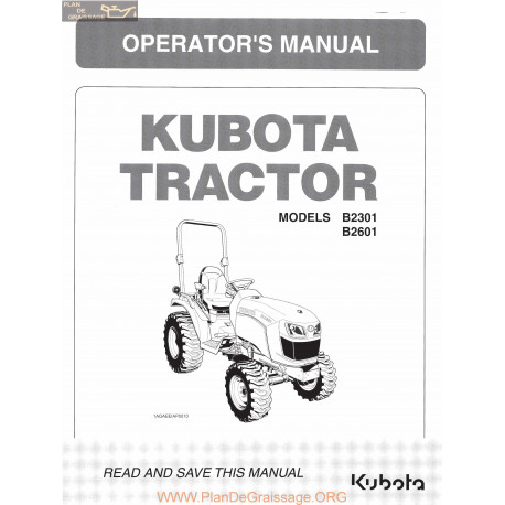 Kutota B2301 B2601 Manual