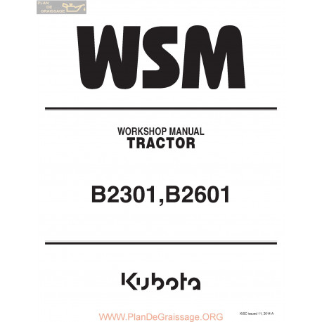Kutota B2301 B2601 Workshop Manual Manual