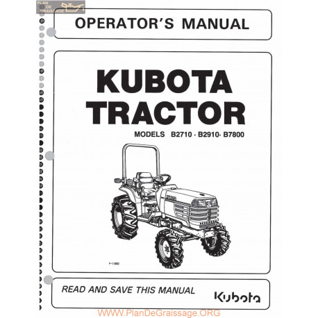 Kutota B2710 B2910 B7800 Manual