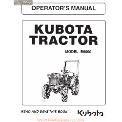 Kutota B6000 Operators Manual