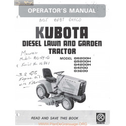 Kutota G3200 To G6200h Operators Manual