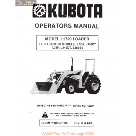 Kutota L1720 Operators Manual