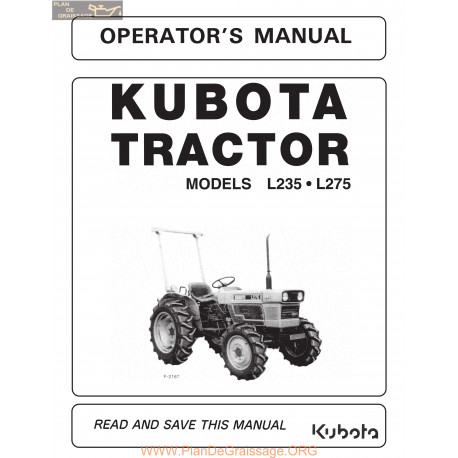 Kutota L235 L275 Ops Manual