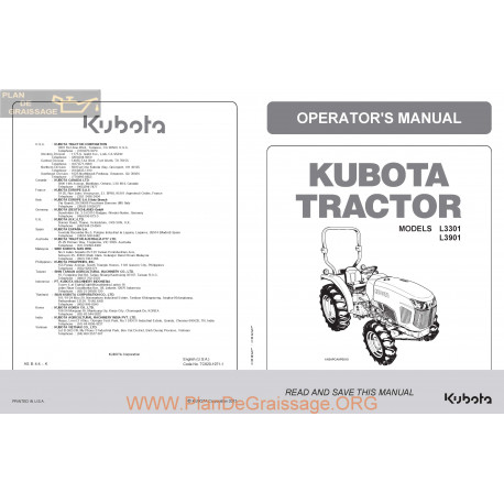 Kutota L3301 L3901 Operators Manual