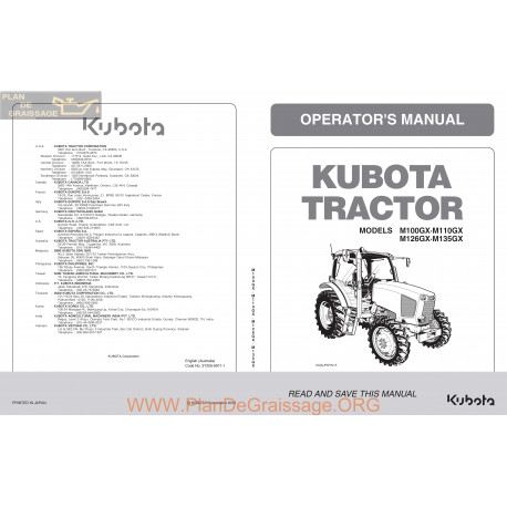 Kutota M100gx M110gx M126gx M135gx Manual